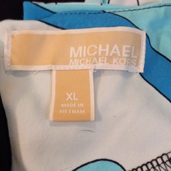 Michael Michael Kors XL Dress Abstract Mod Pop Art Print Long Sleeve Summer Blue - Picture 9 of 12